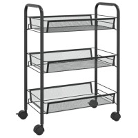 Vidaxl 3-Tier Kitchen Trolley Black 18.1X10.2X25.2 Iron