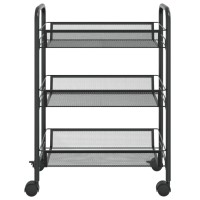 Vidaxl 3-Tier Kitchen Trolley Black 18.1X10.2X25.2 Iron