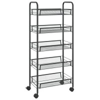 Vidaxl 5-Tier Kitchen Trolley Black 18.1X10.2X41.3 Iron