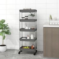 Vidaxl 5-Tier Kitchen Trolley Gray 16.5X11.4X50.4 Iron And Abs