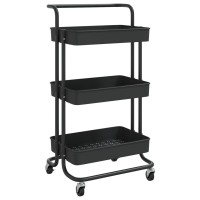 Vidaxl 3-Tier Kitchen Trolley Black 16.5X13.8X33.5 Iron And Abs