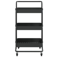 Vidaxl 3-Tier Kitchen Trolley Black 16.5X13.8X33.5 Iron And Abs