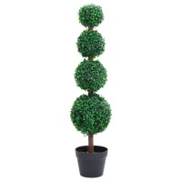 vidaXL Artificial Boxwood Plant with Pot Ball Shaped Green 35.4