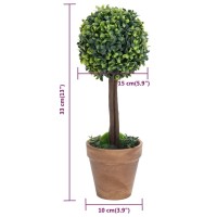 vidaXL Artificial Boxwood Plants 2 pcs with Pots Ball Shaped Green 13