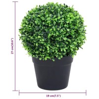 vidaXL Artificial Boxwood Plants 2 pcs with Pots Ball Shaped Green 10.6