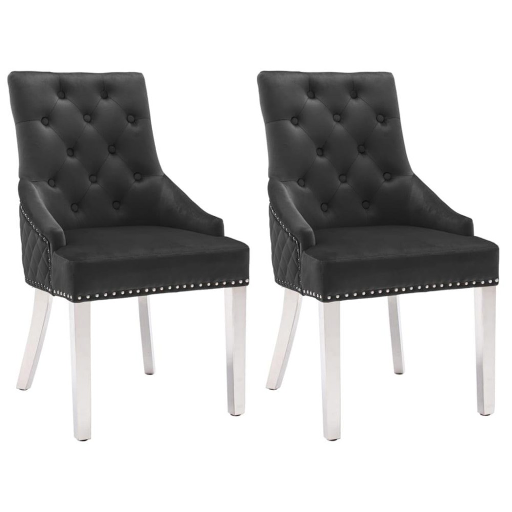 vidaXL Dining Chairs 2 pcs Black Velvet