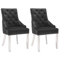 vidaXL Dining Chairs 2 pcs Black Velvet