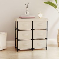 Vidaxl Storage Cabinet With 6 Drawers 21.7X11.4X21.7 Cream Steel