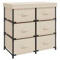 Vidaxl Storage Cabinet With 6 Drawers 21.7X11.4X21.7 Cream Steel