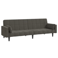 Vidaxl 2-Seater Sofa Bed With Two Pillows Dark Gray Velvet