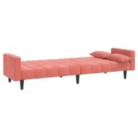 vidaXL 2-Seater Sofa Bed with Two Pillows Pink Velvet