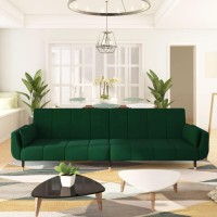 vidaXL 2-Seater Sofa Bed with Two Pillows Dark Green Velvet