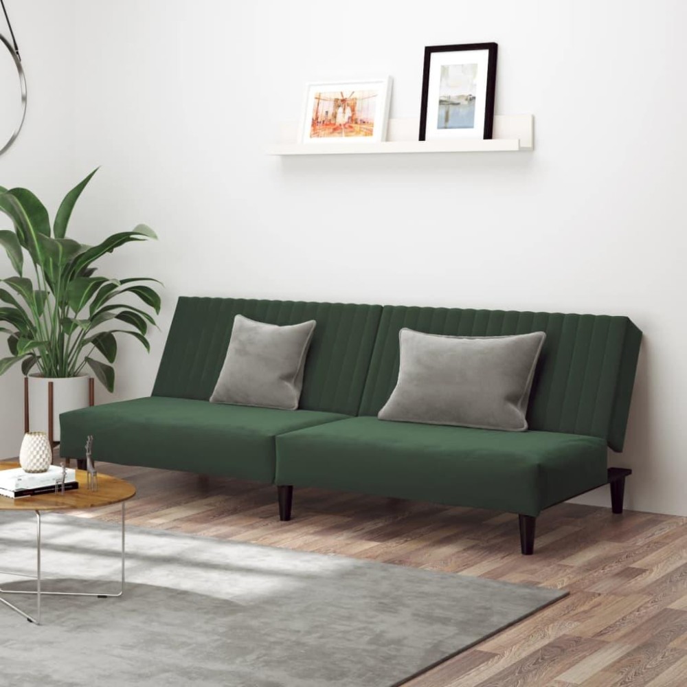 vidaXL 2-Seater Sofa Bed Dark Green Velvet