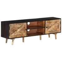 Vidaxl Tv Cabinet 55.1X11.8X18.1 Rough Mango Wood And Solid Acacia Wood