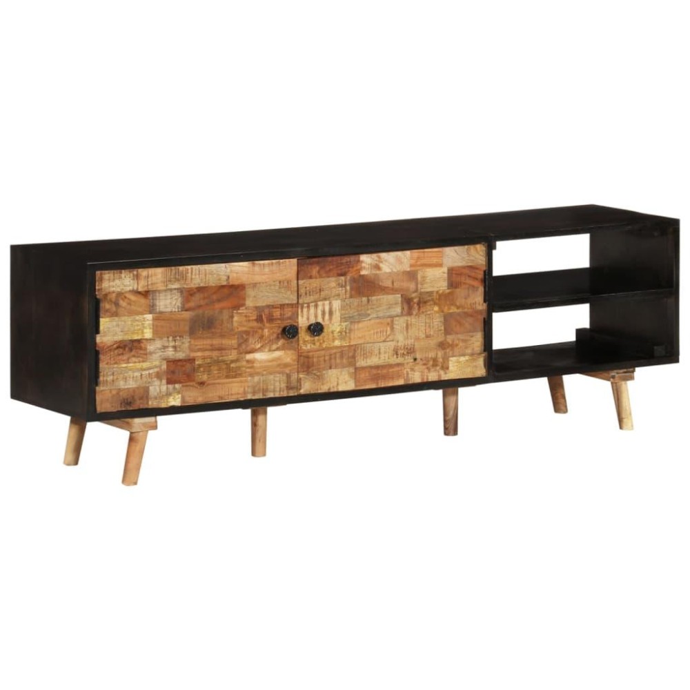 Vidaxl Tv Cabinet 55.1X11.8X17.7 Rough Mango Wood And Solid Acacia Wood