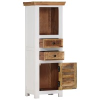 Vidaxl Highboard Brown&White 15.7X11.8X43.3 Solid Wood Mango And Acacia