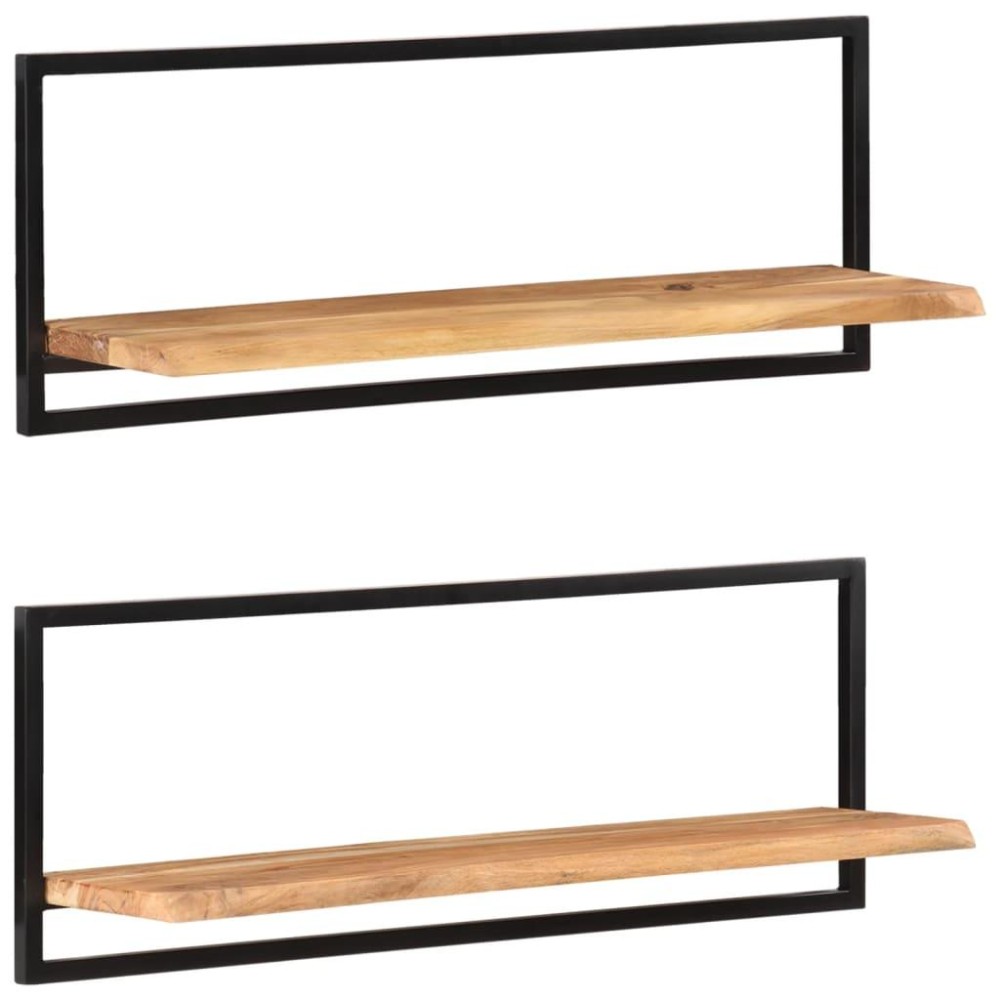 Vidaxl Wall Shelves 2 Pcs 39.4X9.4X13.8 Solid Wood Acacia And Steel