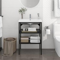 vidaXL Bathroom Washbasin Frame Black 23.2