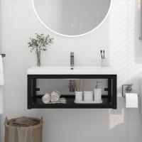 vidaXL Wall-mounted Bathroom Washbasin Frame Black 31.1