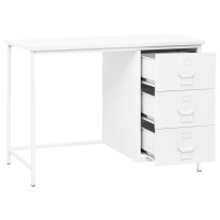 vidaXL Industrial Desk with Drawers White 41.3