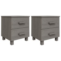 Vidaxl Bedside Cabinets 2 Pcs Light Gray 15.7X13.8X17.5 Solid Pinewood