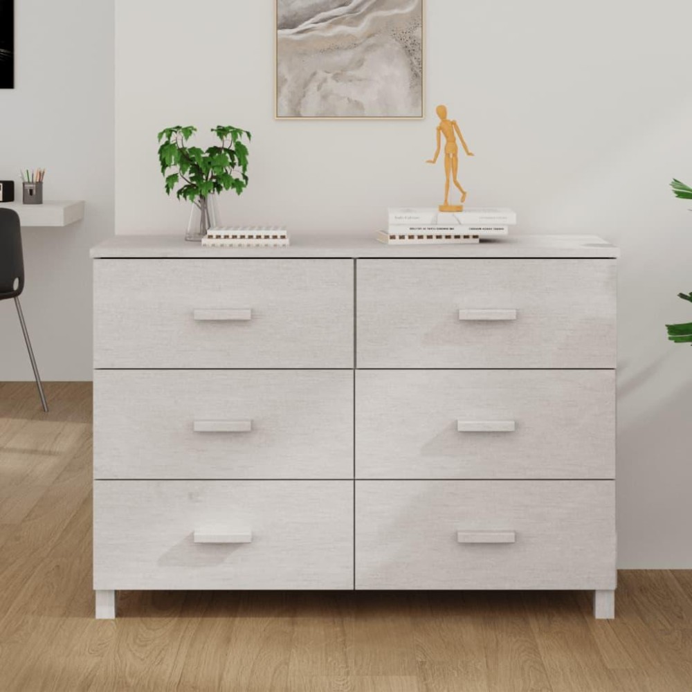 Vidaxl Sideboard White 44.5X15.7X31.5 Solid Wood Pine