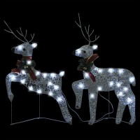 vidaXL Christmas Reindeers 2 pcs Silver 40 LEDs