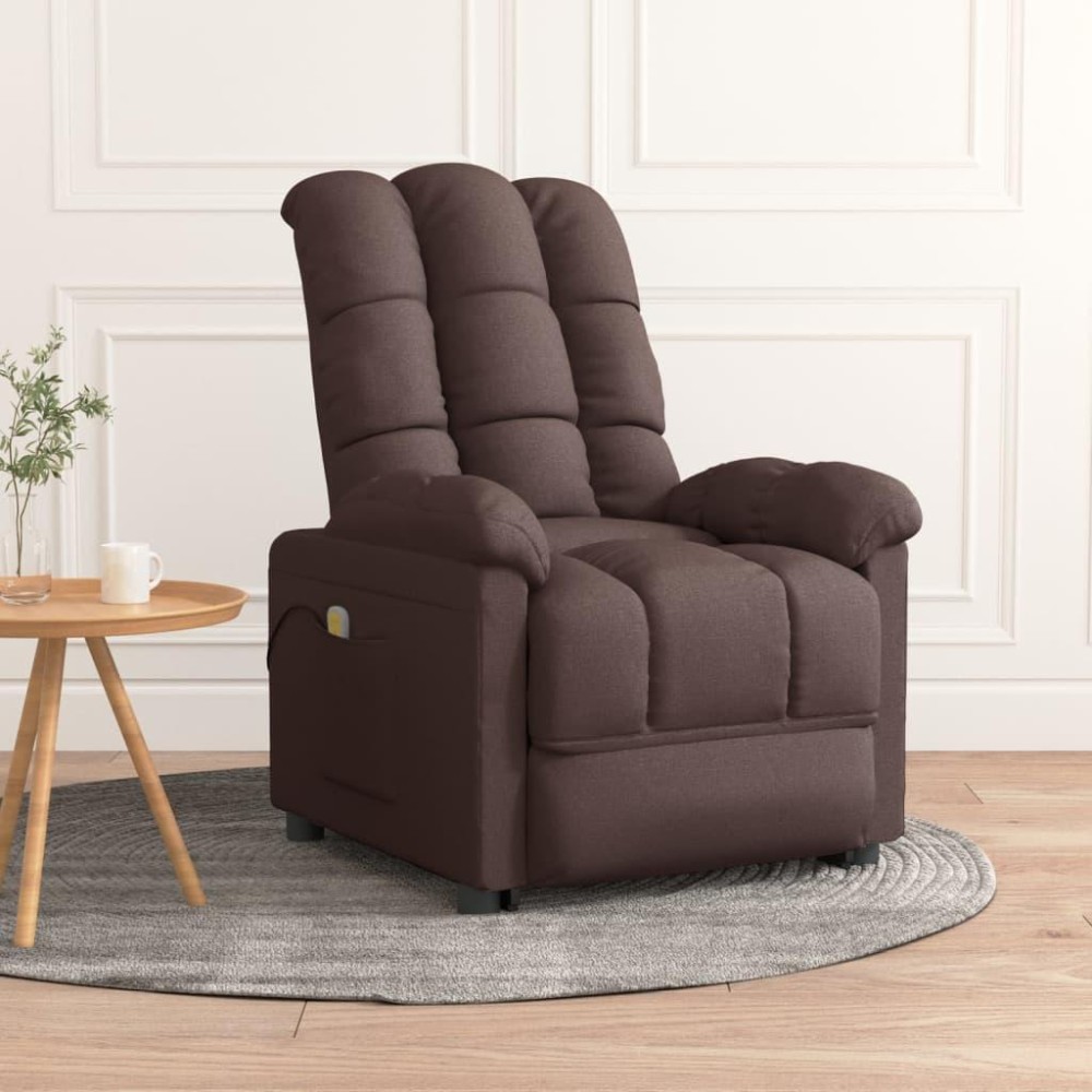 vidaXL Massage Chair Dark Brown Fabric