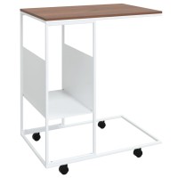 Vidaxl Side Table With Wheels White 21.7X14.2X25 Engineered Wood