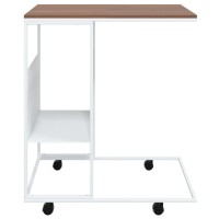 Vidaxl Side Table With Wheels White 21.7X14.2X25 Engineered Wood