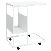 Vidaxl Side Table With Wheels White 21.7X14.2X25 Engineered Wood