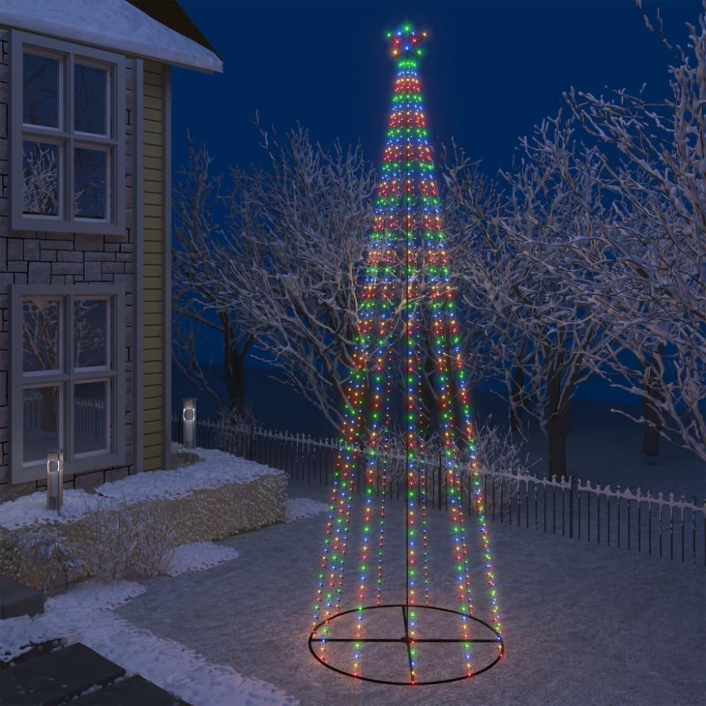 vidaXL Christmas Cone Tree Colorful 732 LEDs 5x16 ft