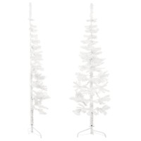 vidaXL Slim Artificial Half Christmas Tree with Stand White 4 ft