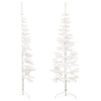 vidaXL Slim Artificial Half Christmas Tree with Stand White 6 ft