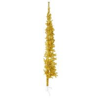 vidaXL Slim Artificial Half Christmas Tree with Stand Gold 8 ft