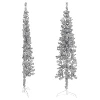 vidaXL Slim Artificial Half Christmas Tree with Stand Silver 6 ft