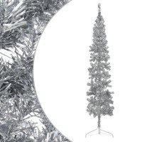 vidaXL Slim Artificial Half Christmas Tree with Stand Silver 8 ft