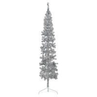 vidaXL Slim Artificial Half Christmas Tree with Stand Silver 8 ft