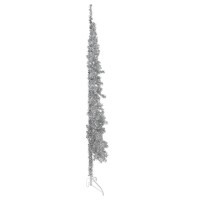 vidaXL Slim Artificial Half Christmas Tree with Stand Silver 8 ft