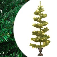 vidaXL Swirl Pre-lit Christmas Tree with Pot Green 4 ft PVC