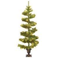 vidaXL Swirl Pre-lit Christmas Tree with Pot Green 4 ft PVC