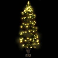 vidaXL Swirl Pre-lit Christmas Tree with Pot Green 4 ft PVC