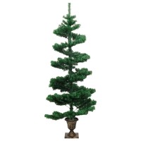 vidaXL Swirl Pre-lit Christmas Tree with Pot Green 4 ft PVC