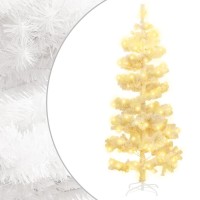 vidaXL Swirl Pre-lit Christmas Tree with Stand White 6 ft PVC