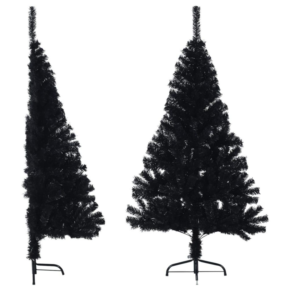 vidaXL Artificial Half Christmas Tree with Stand Black 4 ft PVC