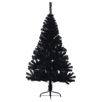 vidaXL Artificial Half Christmas Tree with Stand Black 4 ft PVC