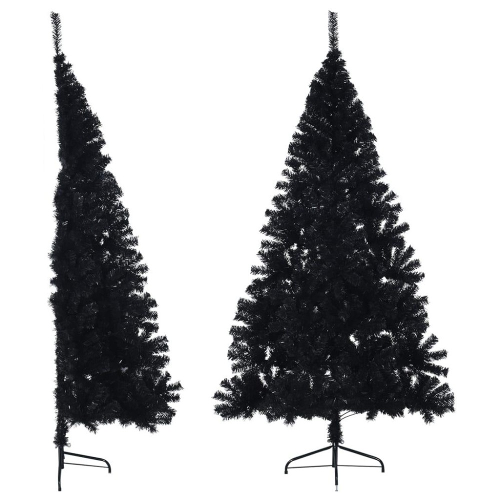 vidaXL Artificial Half Christmas Tree with Stand Black 6 ft PVC