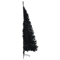 vidaXL Artificial Half Christmas Tree with Stand Black 6 ft PVC