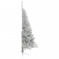 vidaXL Artificial Half Christmas Tree with Stand Silver 6 ft PET