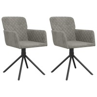 Vidaxl Swivel Dining Chairs 2 Pcs Light Gray Velvet